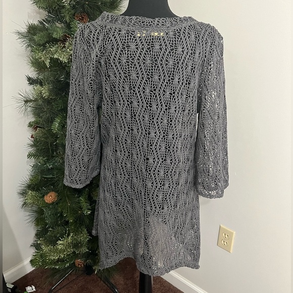 NWOT FRENCH BAZAAR Dark Gray Knit Tunic Top, swim suit cover up Size Large - Picture 2 of 9